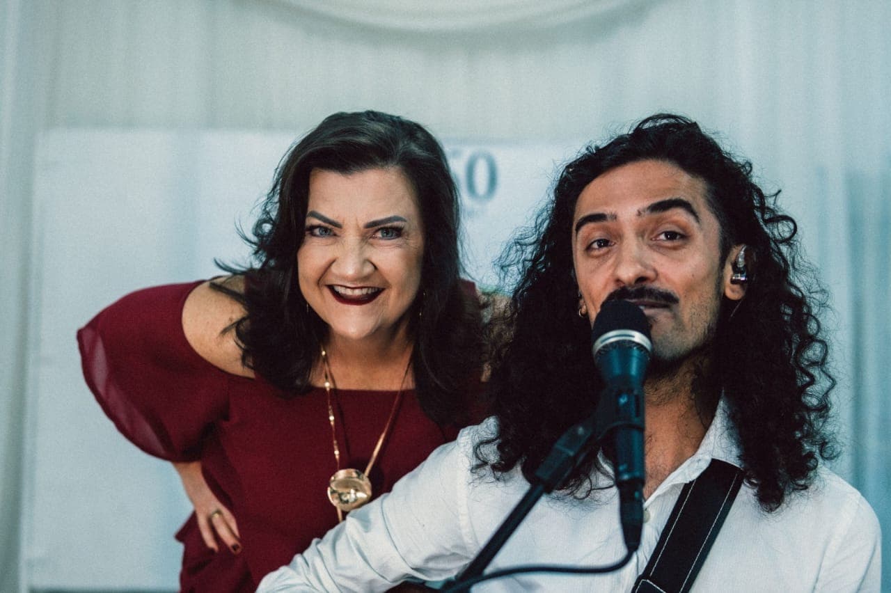 Tania Fiorini no almoço de aniversário com Kaell Ferreira