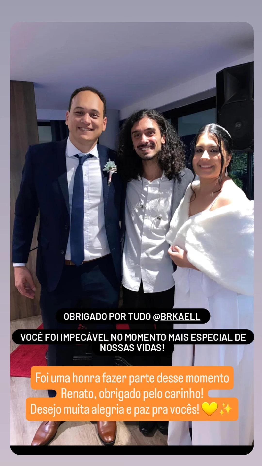 Renato e Camila no casamento com Kaell Ferreira